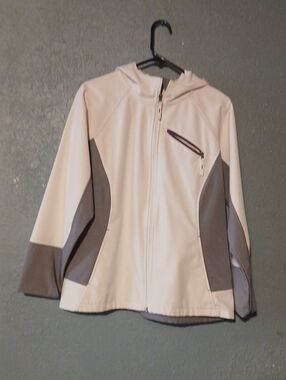Free Tech White and Gray Zip Front Hooded Jacket